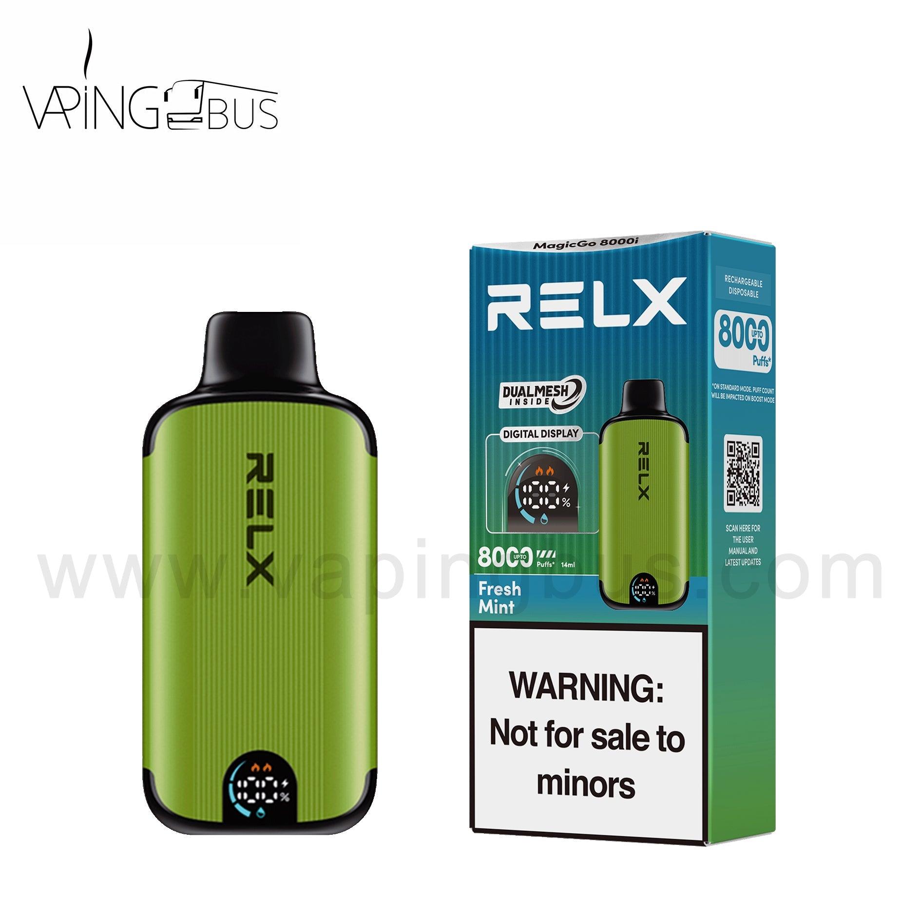 Gusto Relx RELX MagicGo 8000i Disposable Vape 8000 Puffs-Fresh Mint Relx Disposable Golden Slice Relx Gusto Relx RELX MagicGo 8000i Disposable Vape 8000 Puffs-Fresh Mint Relx Disposable Golden Slice Relx